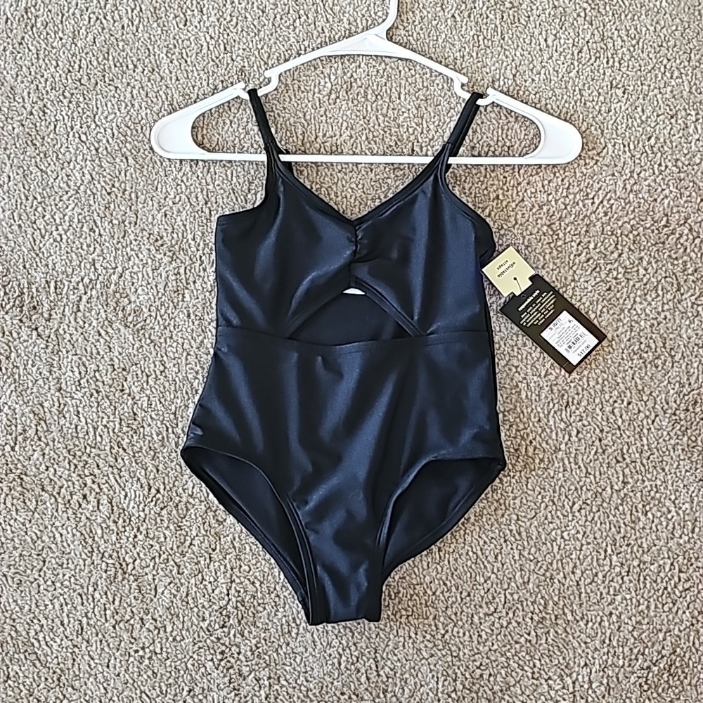 Art Class Girls One Piece Swimsuit Black Size Small